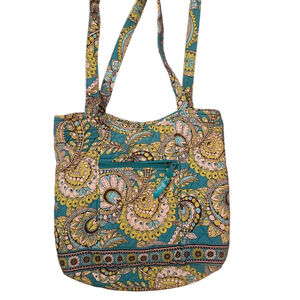 Vera Bradley Paisley Shoulder Bag in Teal and Yellow